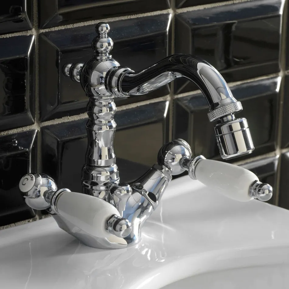 Klasická jednootvorová bidetová baterie s ručně vyrobenými mosaznými pákami - Noriana Viadurini