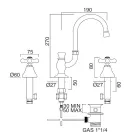 3otvorová koupelnová umyvadlová baterie z mosazi s vysokým výtokem a odtokem - Ercolina Viadurini