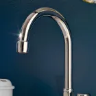 3otvorová koupelnová umyvadlová baterie z mosazi s vysokým výtokem a odtokem - Ercolina Viadurini