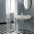 3otvorová koupelnová umyvadlová baterie z mosazi s vysokým výtokem a odtokem - Ercolina Viadurini