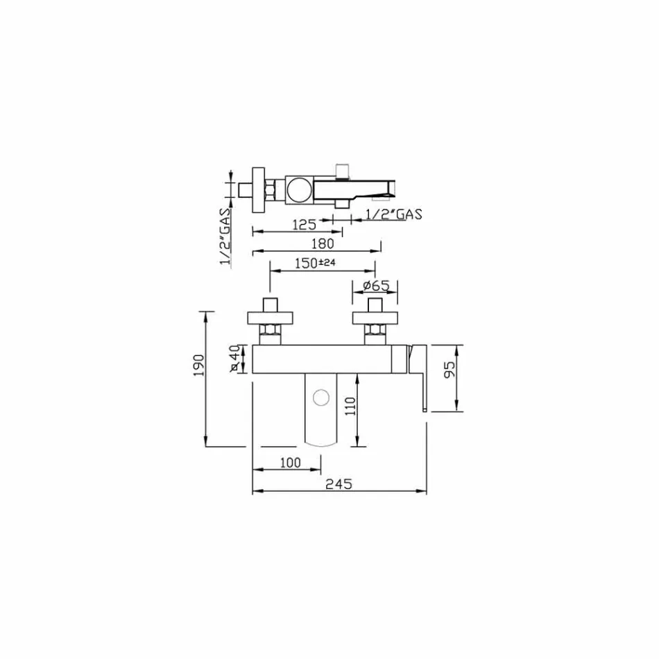 Vnější směšovací baterie pro vanu Made in Italy Mosaz - Sika Viadurini