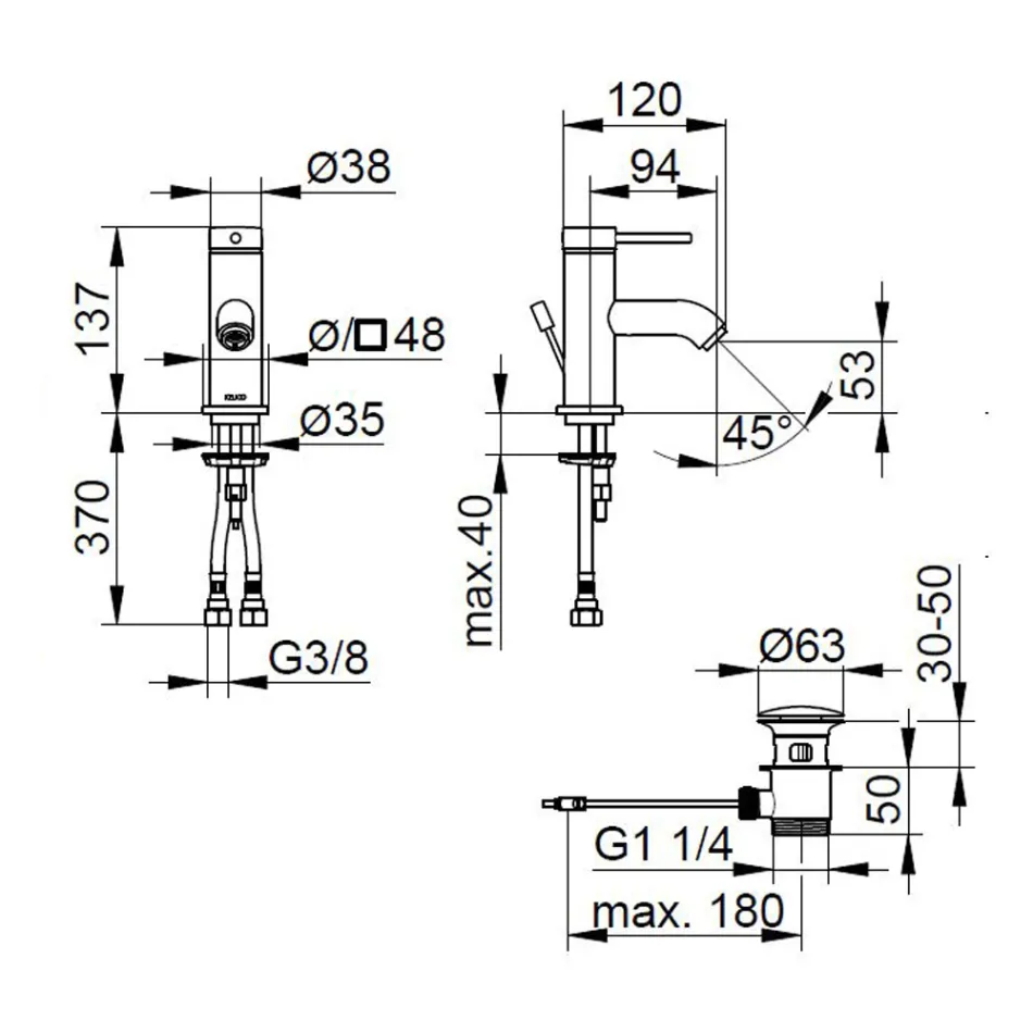 Jednopáková umyvadlová baterie Mosazný kulatý design - Antilio Viadurini