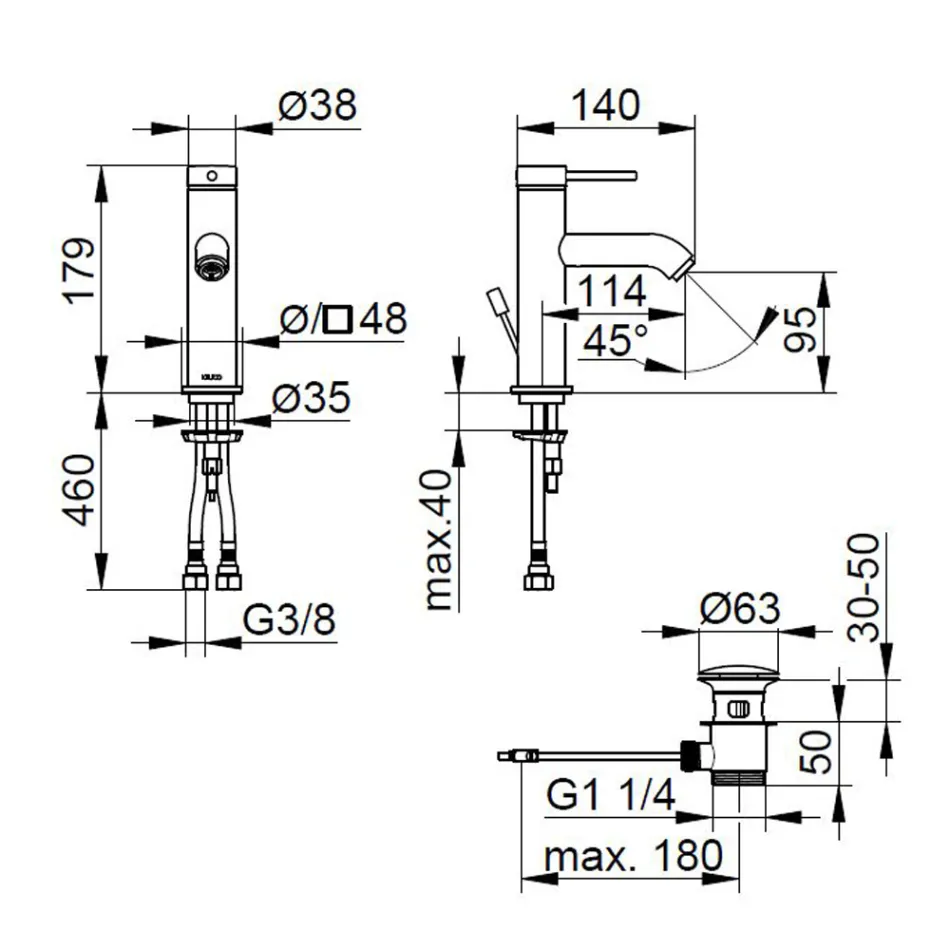 Jednopáková umyvadlová baterie Mosazný kulatý design - Antilio Viadurini