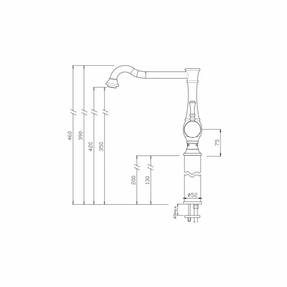 Vysokotlaký umyvadlový směšovací ventil vyrobený v Itálii - Neno Viadurini