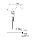 Jednootvorová koupelnová umyvadlová baterie z mosazi s klasickým odtokem - Ercolina Viadurini