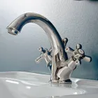 Jednootvorová koupelnová umyvadlová baterie z mosazi s klasickým odtokem - Ercolina Viadurini