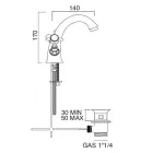 Klasická jednootvorová dřezová baterie z mosazi a motýlkových rukojetí - Miriano Viadurini