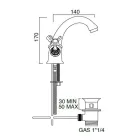 Jednootvorová mosazná dřezová baterie s klasickými motýlkovými rukojeťmi - Fioretta Viadurini