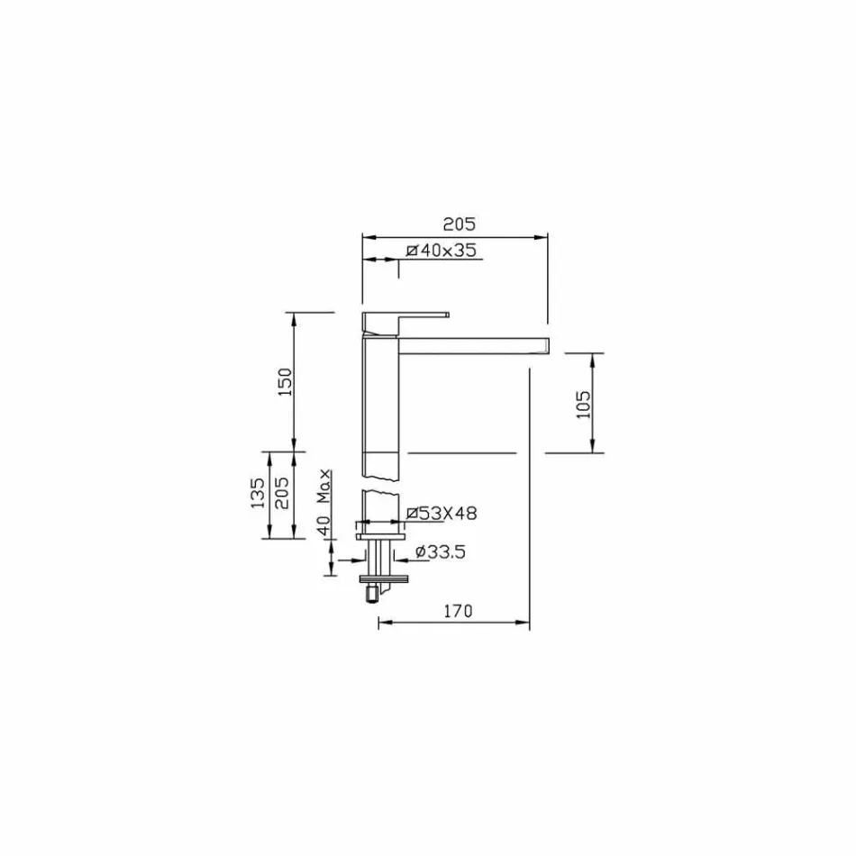 Moderní mosazný koupelnový dřezový faucet vyrobený v Itálii - Sika Viadurini