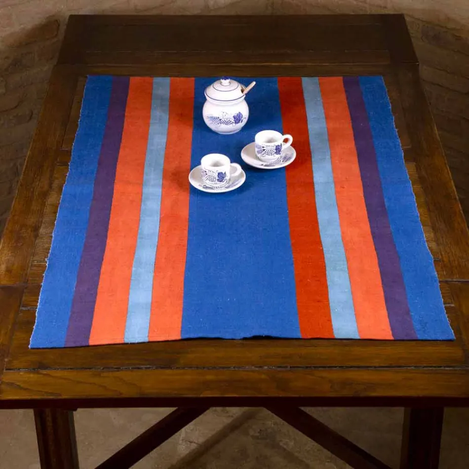 Běžec italského umění vyráběný a ručně malovaný v konopí jedinečný kus - značky Viadurini