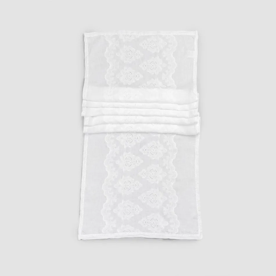 Běh na stůl ze 100% lnu s výšivkou italského luxusního designu - Jujube Viadurini