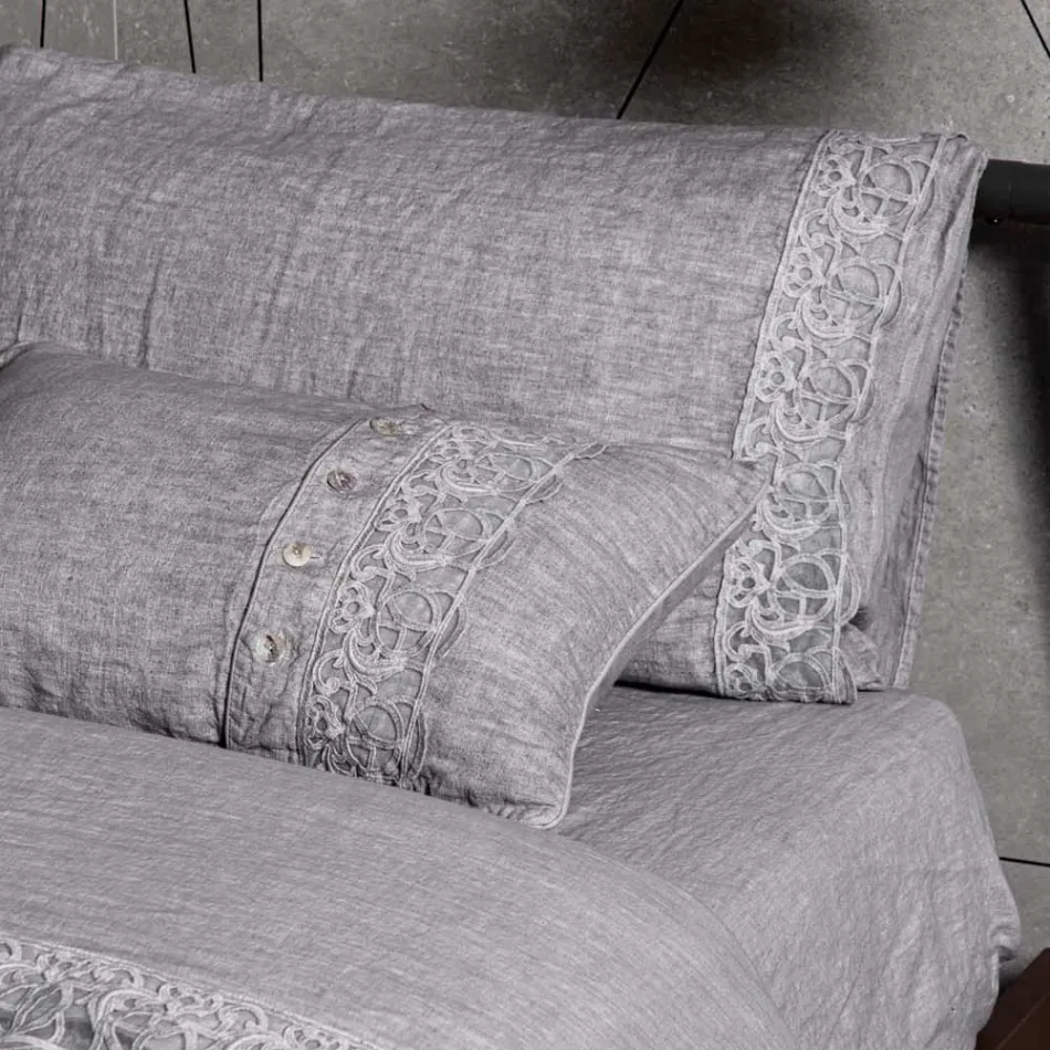 Úložná taška na povlečení na přikrývku s krajkou Sinergia a knoflíky - Energis Viadurini