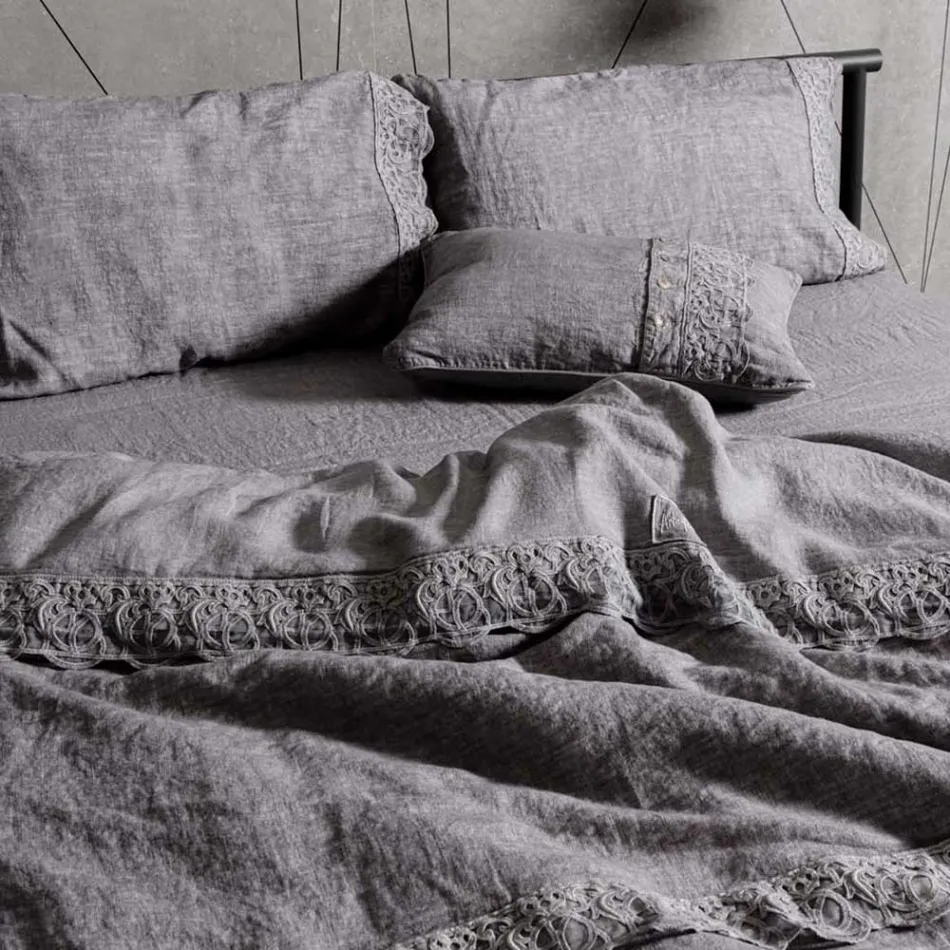 Úložná taška na povlečení na přikrývku s krajkou Sinergia a knoflíky - Energis Viadurini