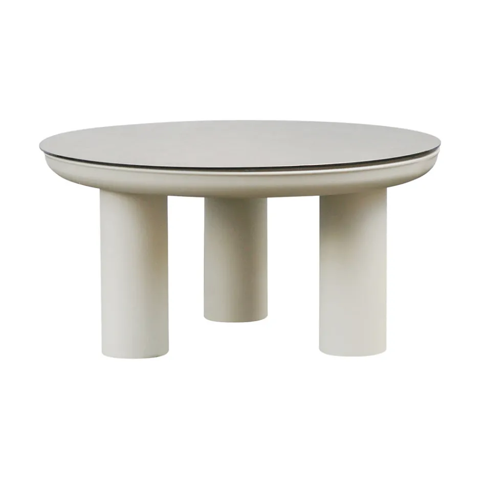 Obývací pokoj sestávající ze 2 křesel, 1 pohovky a 2 konferenčních stolků z hliníku - Fusion Viadurini