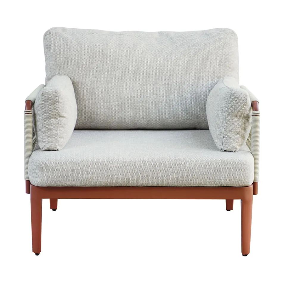 Obývací pokoj sestávající ze 2 křesel, 1 pohovky a konferenčního stolku z hliníku - Symphony Viadurini