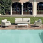 Obývací pokoj sestávající ze 2 křesel, 1 pohovky a konferenčního stolku z hliníku - Symphony Viadurini