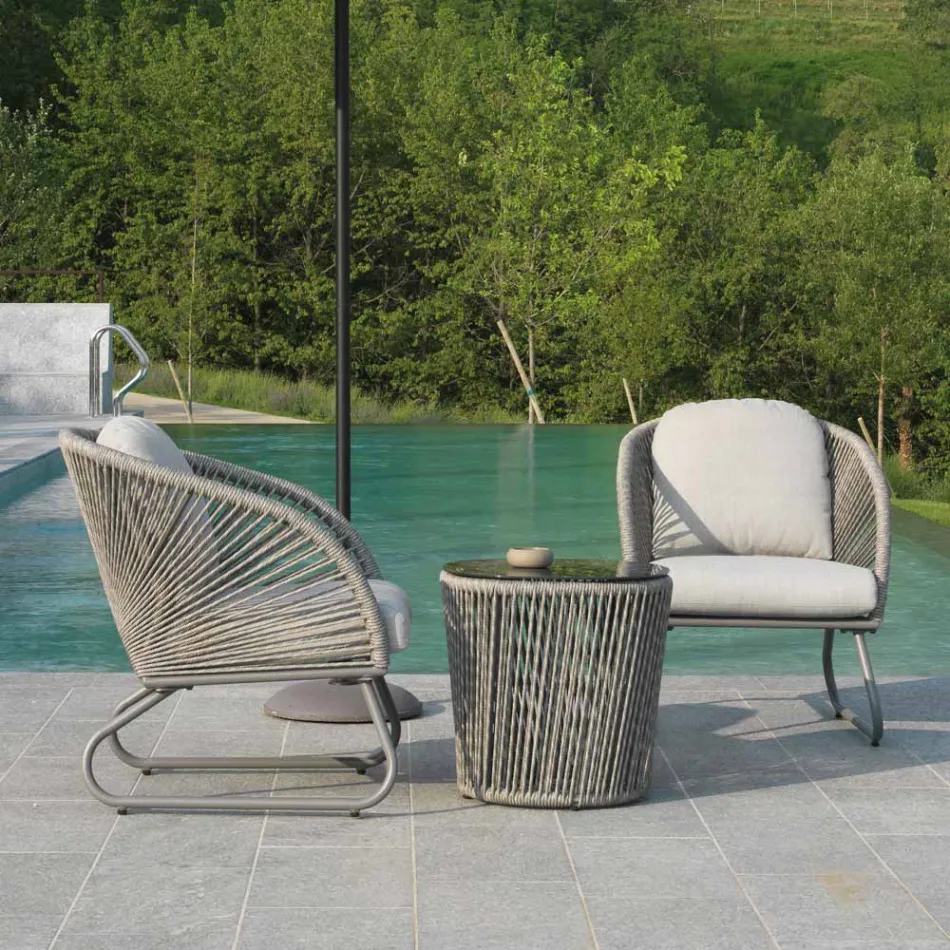 Obývací pokoj sestávající ze 2 křesel s konferenčním stolkem - kufr Viadurini