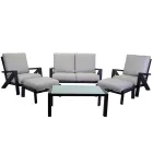 Obývací pokoj sestávající z pohovky, konferenčního stolku a křesel s podnožkou - nástěnka Viadurini