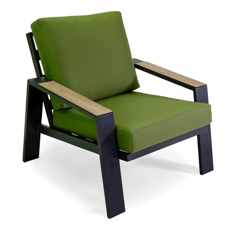 Venkovní obývací pokoj sestávající z 1 pohovky, 2 křesel a 1 konferenčního stolku - Righello Viadurini