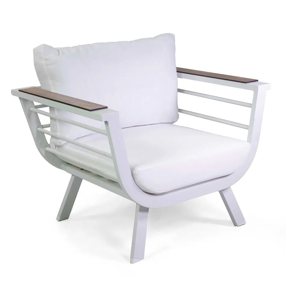 Venkovní obývací pokoj sestávající ze 2 křesel a 1 hliníkového stolu - Righello Viadurini