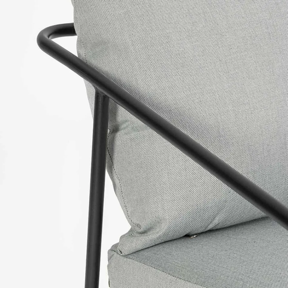 Venkovní obývací pokoj s 1 pohovkou, 2 křesly a 2 ocelovými stoly - Preferuji Viadurini