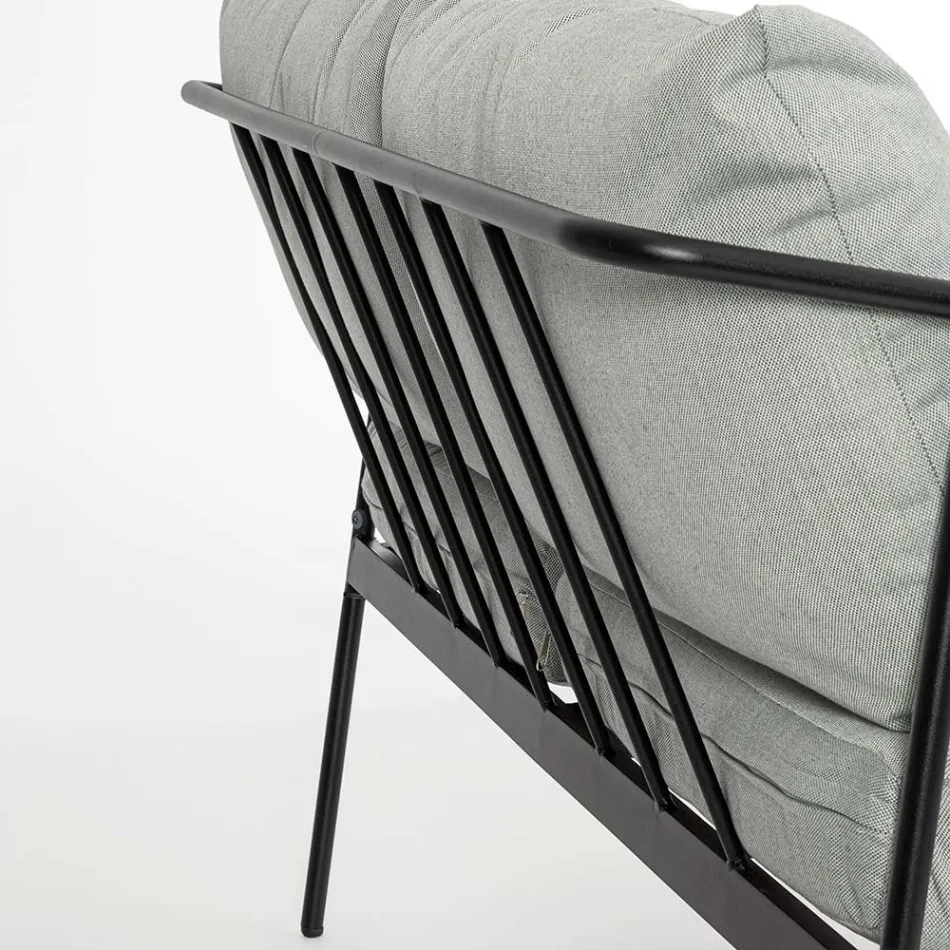 Venkovní obývací pokoj s 1 pohovkou, 2 křesly a 2 ocelovými stoly - Preferuji Viadurini