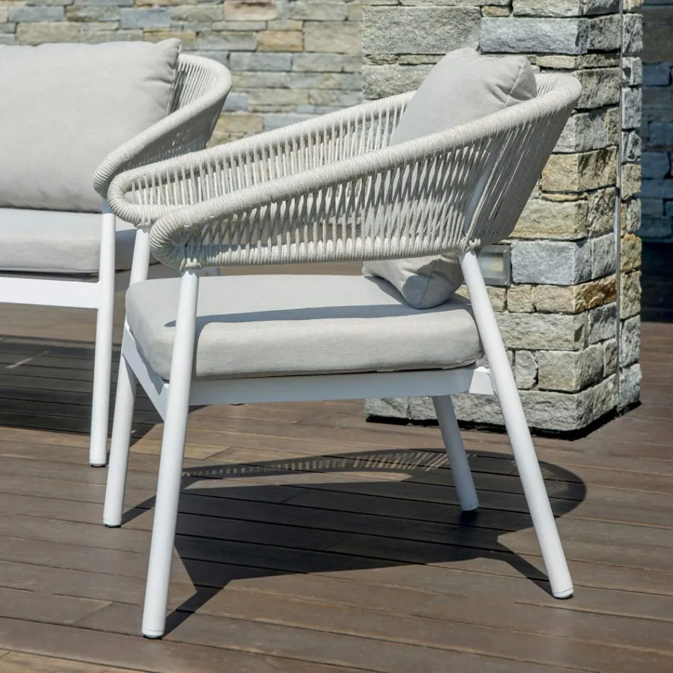 Venkovní obývací pokoj se zaoblenými polštáři a područkami - Zenith Viadurini