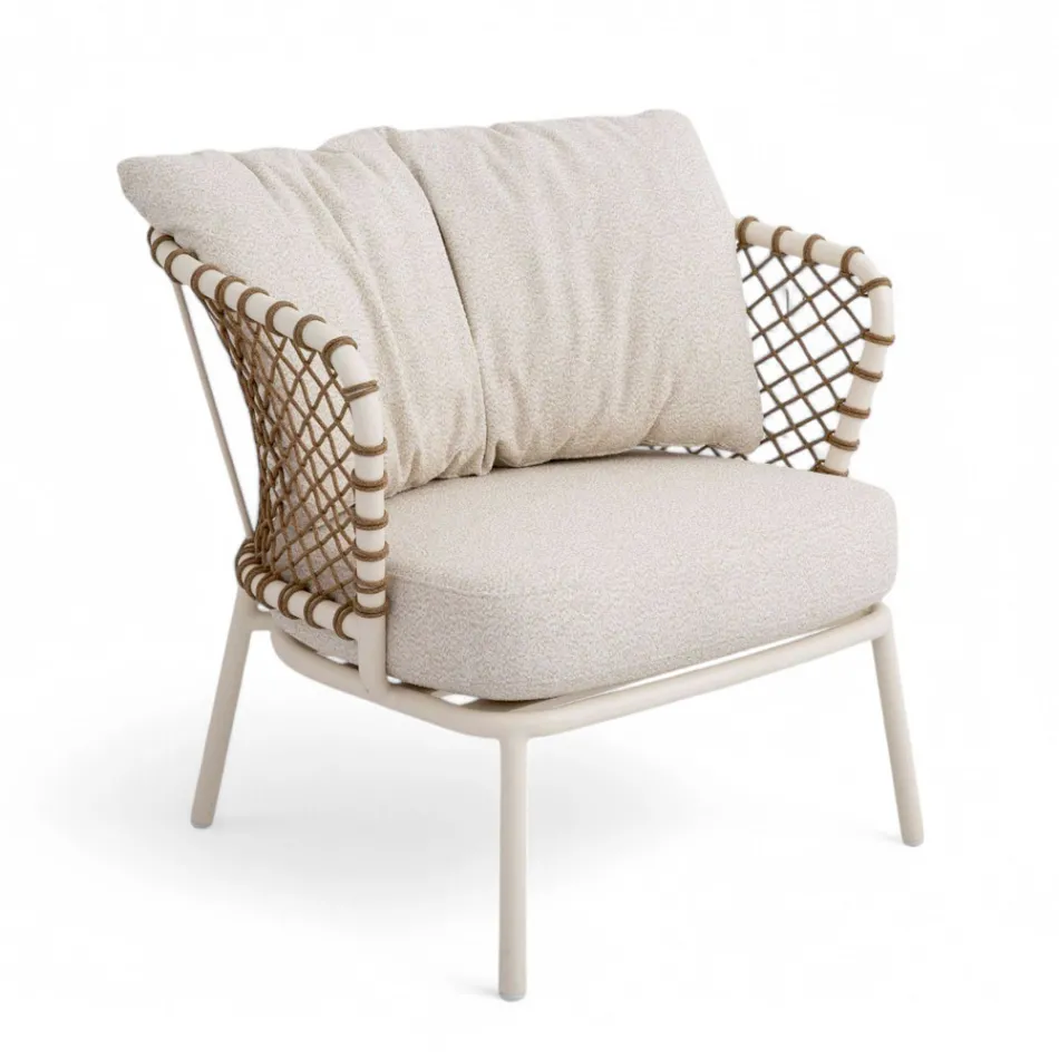 Venkovní lehátko s hliníkovým rámem a provazovým opěradlem - Skyline Viadurini