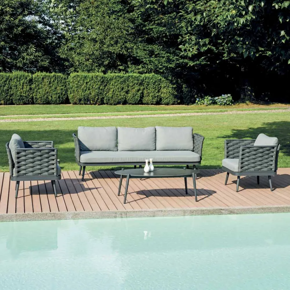 Venkovní obývací pokoj s hliníkovým konferenčním stolkem v různých barvách - Harmony Viadurini