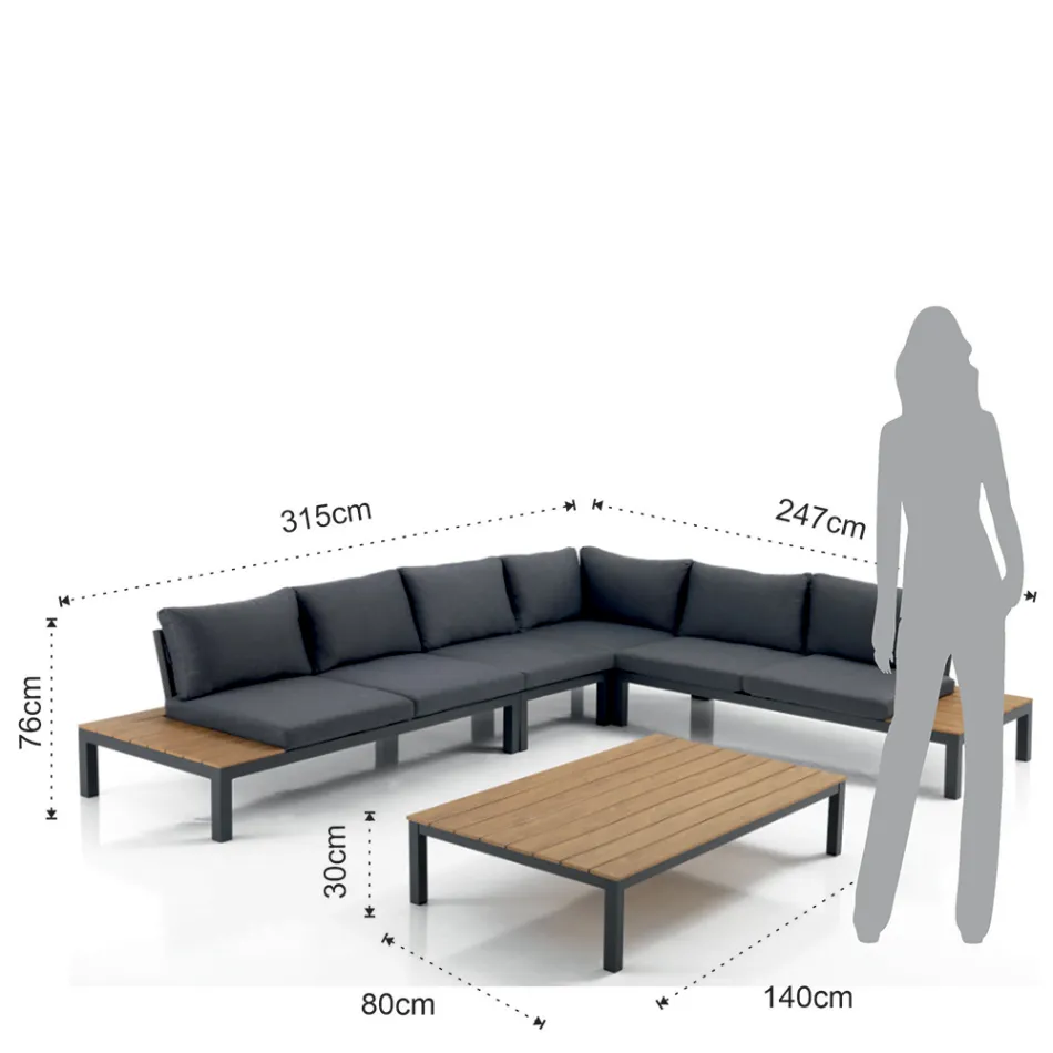 Venkovní a vnitřní obývací pokoj skládající se z 1 rohové pohovky a 1 konferenčního stolku - Savoir Viadurini