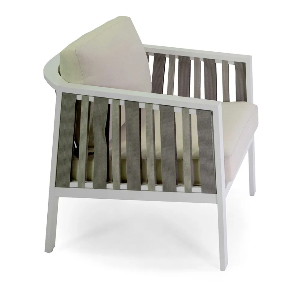 Venkovní lehátko z bílého hliníku a krémových polštářů - Relaz Viadurini