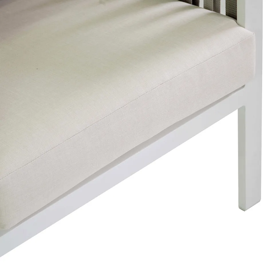 Venkovní lehátko z bílého hliníku a krémových polštářů - Relaz Viadurini