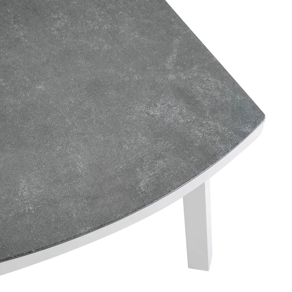 Venkovní lehátko z bílého hliníku a krémových polštářů - Relaz Viadurini