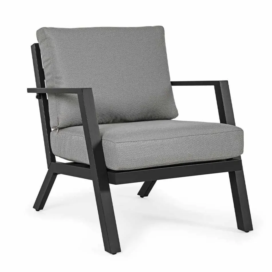 Venkovní salonek z hliníku s polštáři potaženými látkou - Armonia Viadurini