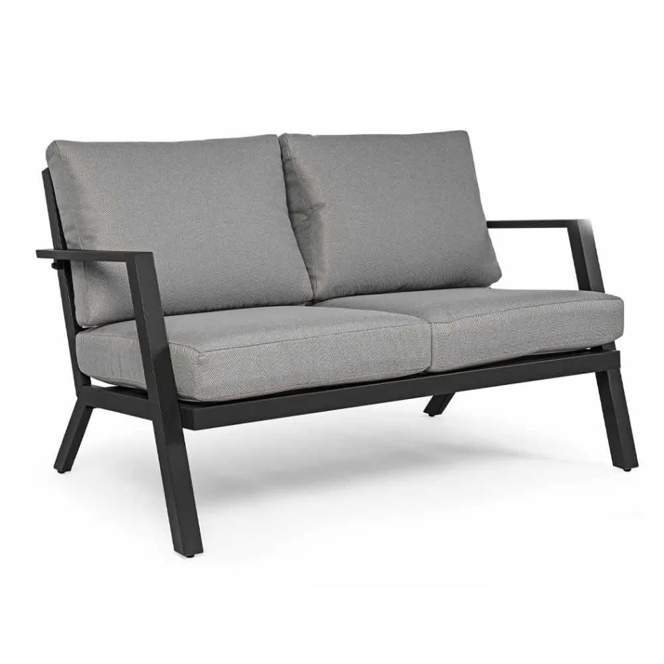 Venkovní salonek z hliníku s polštáři potaženými látkou - Armonia Viadurini