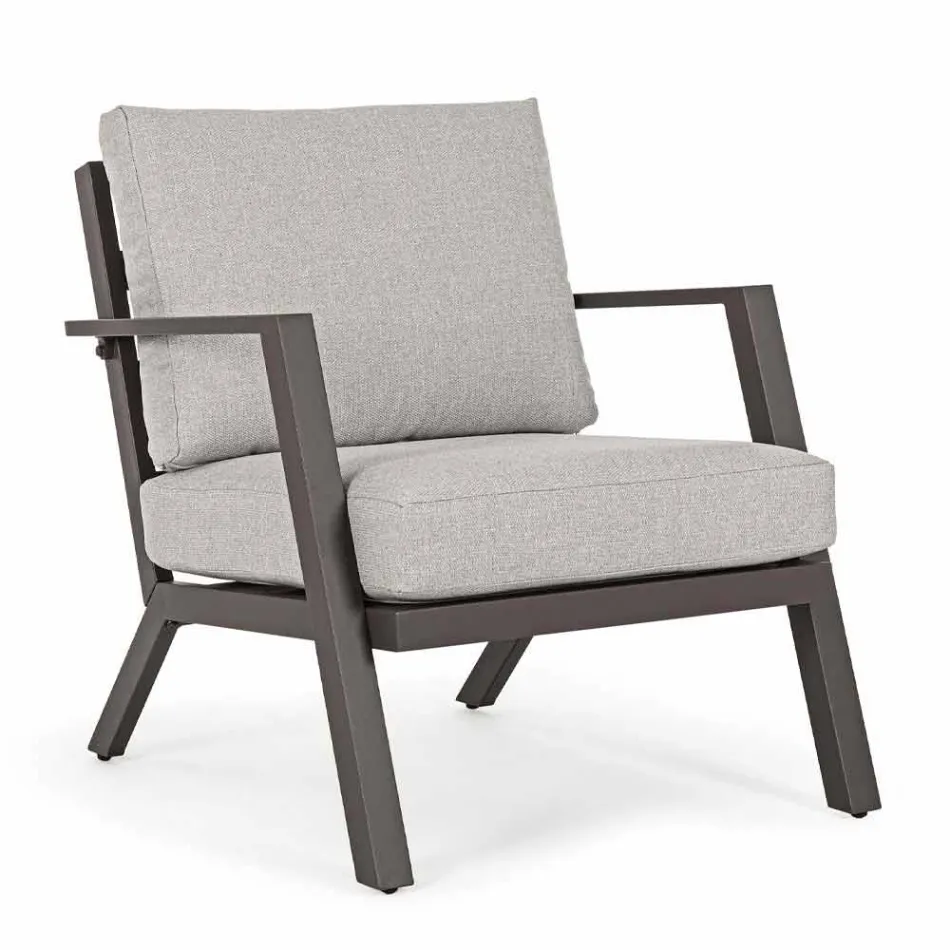 Venkovní salonek z hliníku s polštáři potaženými látkou - Armonia Viadurini