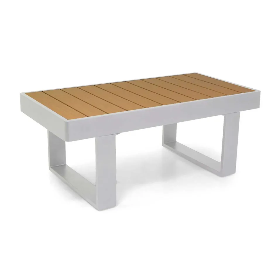 Venkovní lehátko z hliníku a dřevěných područek - City Viadurini