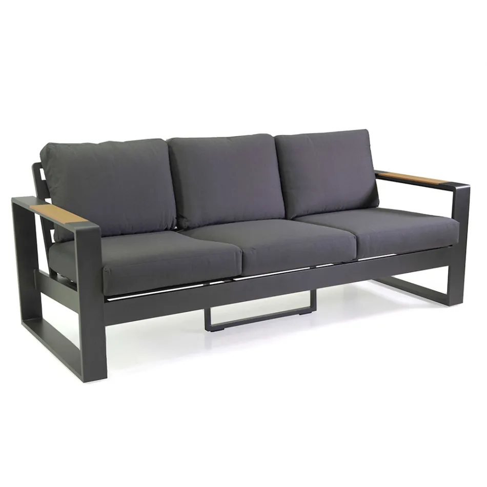 Venkovní lehátko z hliníku a dřevěných područek - City Viadurini