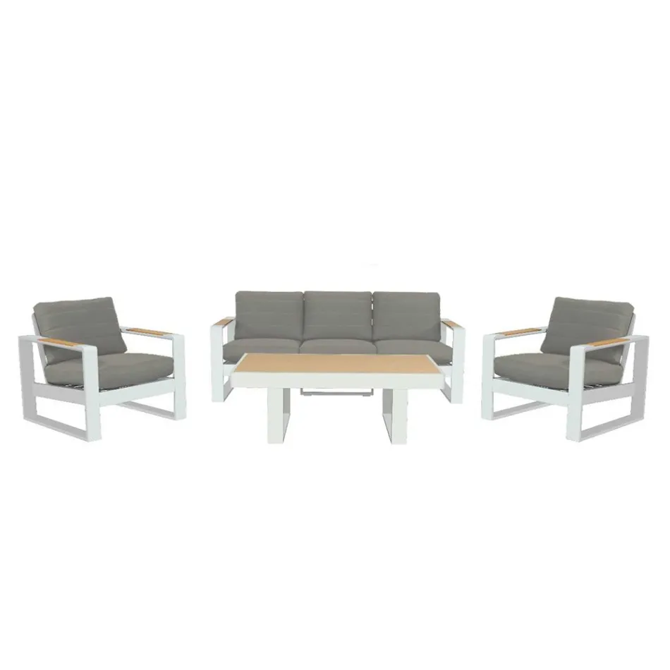 Venkovní lehátko z hliníku a dřevěných područek - City Viadurini