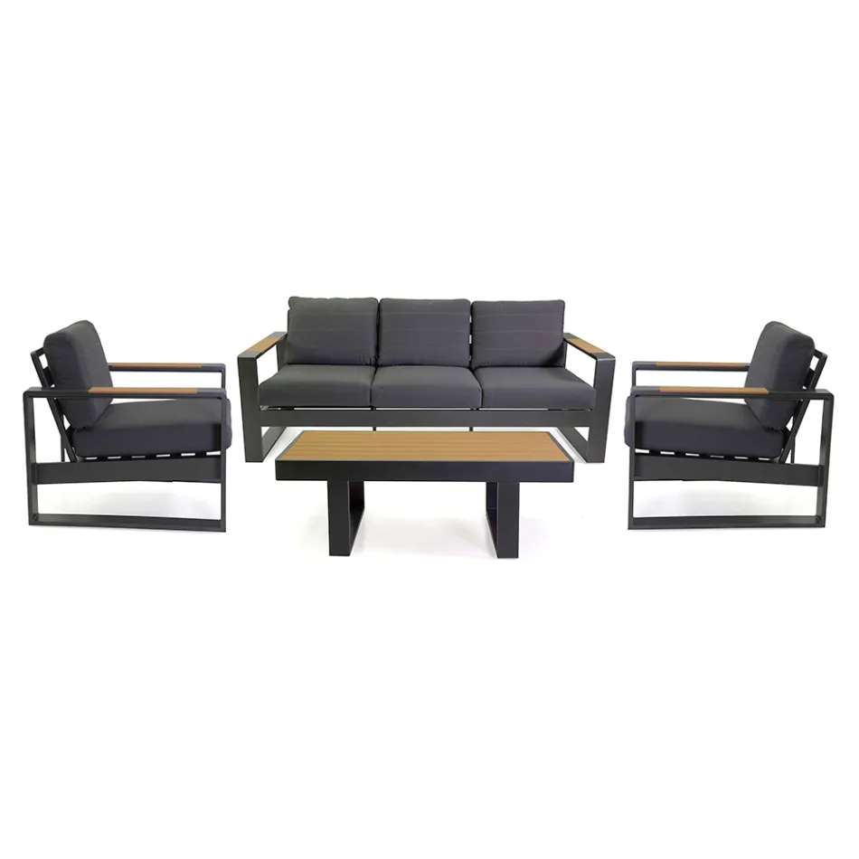 Venkovní lehátko z hliníku a dřevěných područek - City Viadurini