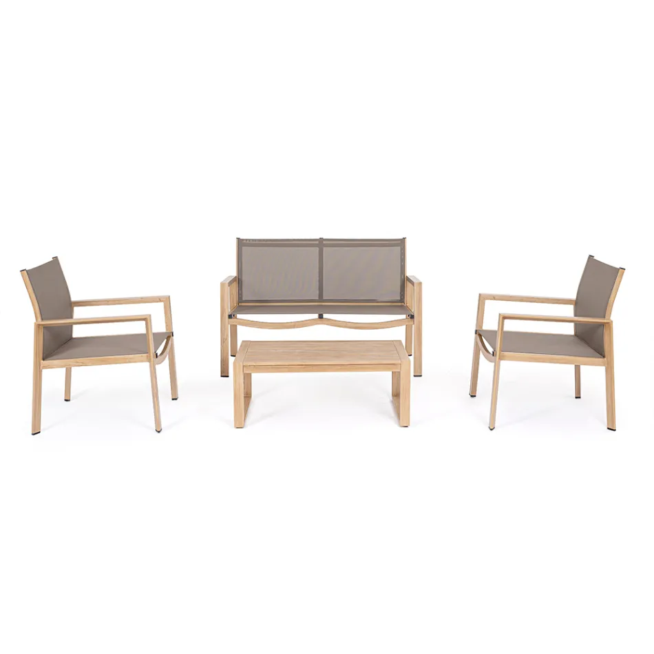 Zahradní salonek s 1 pohovkou, 2 křesly a 1 konferenčním stolkem - Plán Viadurini