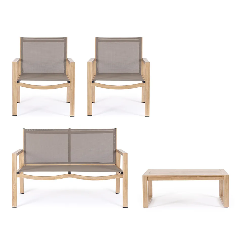 Zahradní salonek s 1 pohovkou, 2 křesly a 1 konferenčním stolkem - Plán Viadurini