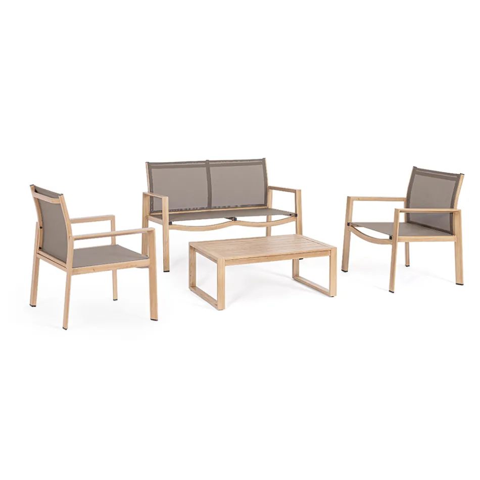 Zahradní salonek s 1 pohovkou, 2 křesly a 1 konferenčním stolkem - Plán Viadurini