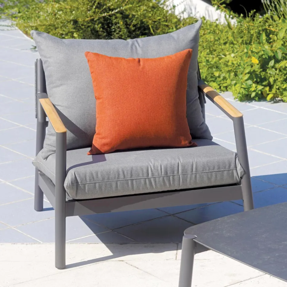 Zahradní salonek se 2 křesly, 1 pohovkou a 1 hliníkovým stolem - Minni Viadurini