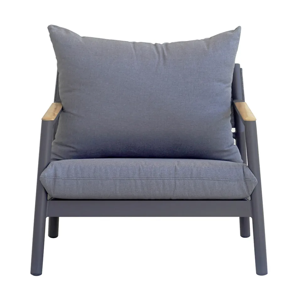 Zahradní salonek se 2 křesly, 1 pohovkou a 1 hliníkovým stolem - Minni Viadurini