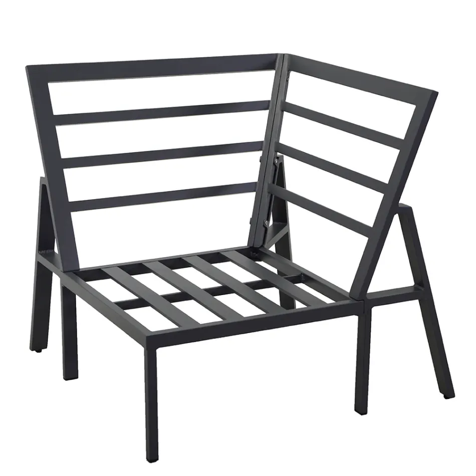 Zahradní lehátko s pohovkou a konferenčním stolkem z hliníku - štítek Viadurini