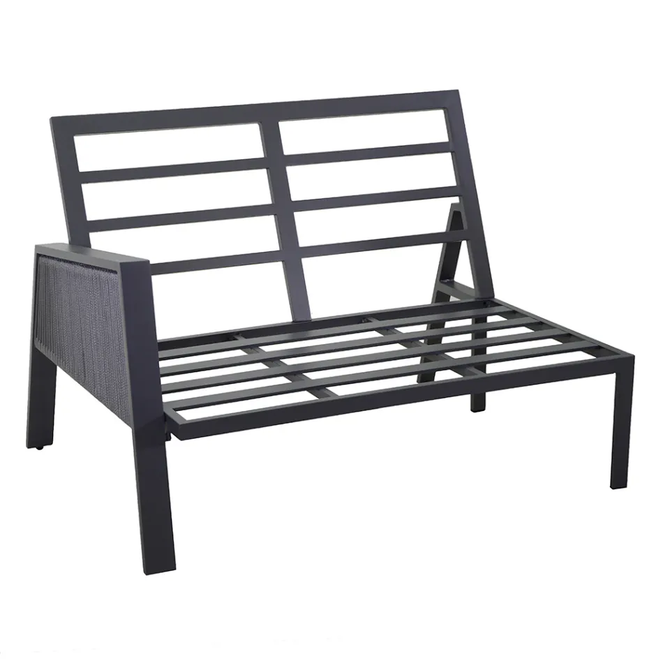 Zahradní lehátko s pohovkou a konferenčním stolkem z hliníku - štítek Viadurini