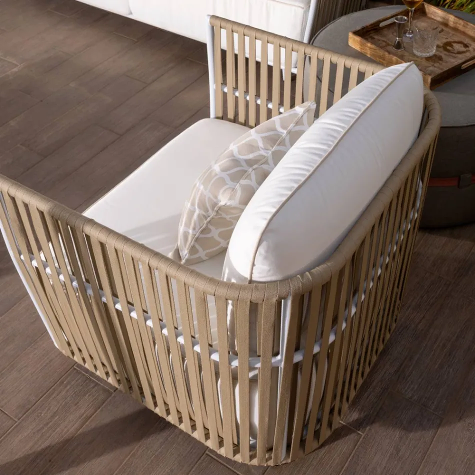 Zahradní salonek z bílého hliníku a látky - Eugene Viadurini