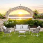 Zahradní salonek z hliníku a lana - Alcor Viadurini