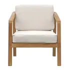 Zahradní sedací souprava z teakového dřeva s polštáři v barvě ecru - Caresa Viadurini